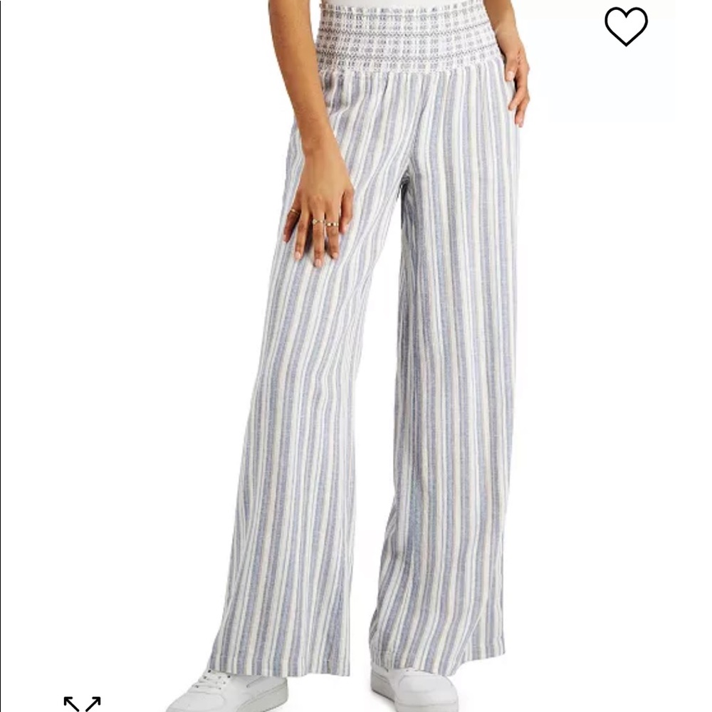 Juniors' Smocked Wide-Leg Pants